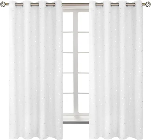 Vista 110 de BGment Cortinas opacas para dormitorio infantil, con aislamiento térmico, con ojales, estampado de estrellas plateadas, cortinas para oscurecer