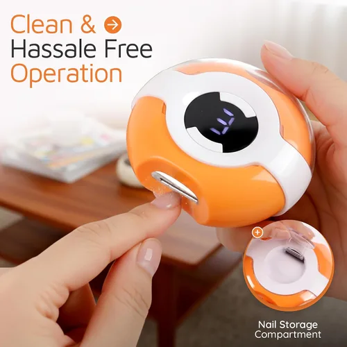 Vista 7 de Cortador de uñas eléctrico 2 en 1 y pulidor de uñas (naranja)