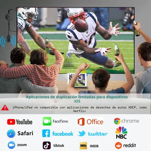 Vista 4 de Adaptador Dongle de Visualización HDMI Inalámbrico 4K 1080P, Transmisión WiFi de Películas, Receptor para i-Phone, i-Pad, iOS, Android, Tablet, Negro