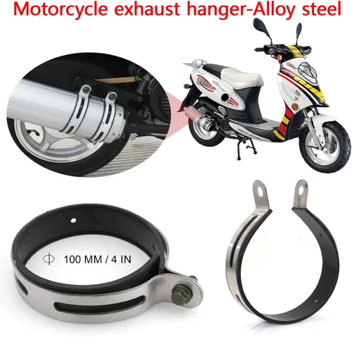 Vista 4 de Minho Clip universal para soporte de escape de motocicleta, abrazadera de escape de hardware en acero aleado, compatible con sistemas de escape