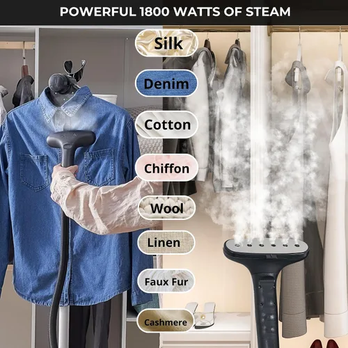 Vista 7 de True & Tidy® Vaporizador profesional para ropa comercial con tanque de agua extra grande de 3 litros (101 onzas), resistente con 3 ajustes de vapor