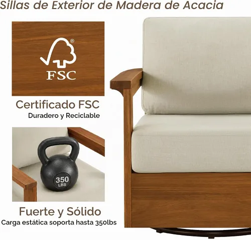 Vista 6 de CHITA Juego de 3 piezas para patio bistró, juego de muebles de exterior