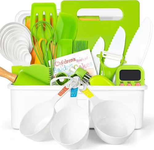 Vista 10 de Suhctuptx Cuchillos de cocina para niños, juego de cuchillos de nailon para niños pequeños con cortador ondulado, cuchillo seguro para niños