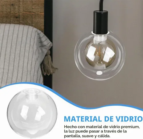 Vista 4 de TEHAUX - Pantalla de cristal de repuesto transparente G9 para lámpara de techo, cubierta de luz con forma de bola transparente para lámpara