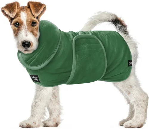 Vista 17 de Tuff Pupper Bata de baño para perro de secado rápido, toalla de felpa de 800 GSM, bata de baño súper absorbente para mascotas y cachorros, capucha