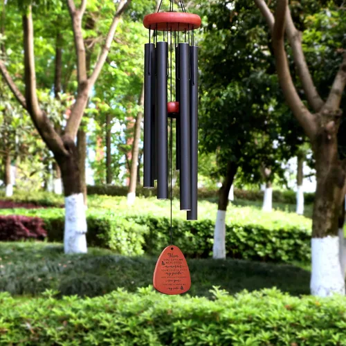 Vista 2 de Memgift Carillón de viento conmemorativo para la pérdida de mamá, regalo de condolencias de madera de haya maciza, campanilla de viento de duelo al