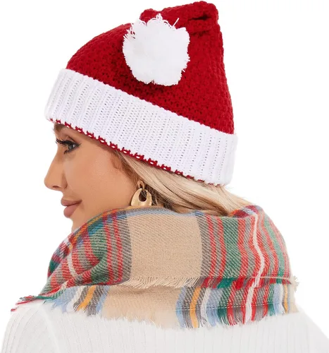 Vista 4 de Zando Christmas Hats Adults for Women Men Santa Hat Adult Winter Santa Beanie Warm Christmas Hats Christmas Beanie Hat