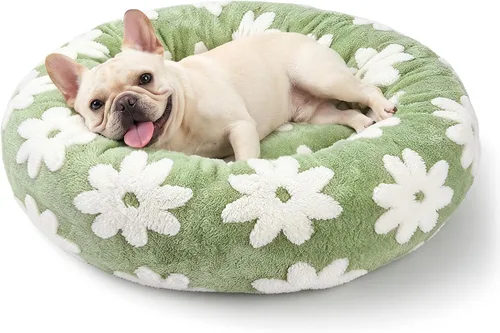 Vista 23 de JOEJOY - Cama redonda para perros pequeños con forma de dona jacquard, azul Azul nube