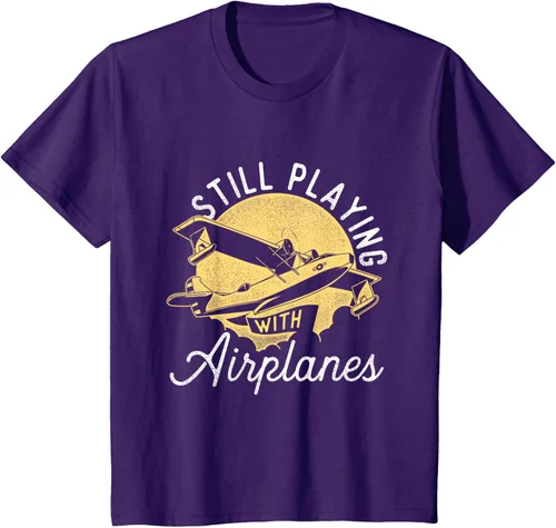 Vista 24 de Still Playing With Airplanes - Camiseta de control remoto RC Avión Piloto, Negro