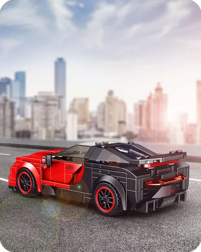Vista 6 de Mould King Speed Champion Veyron Bloques de construcción con vitrina, juego de construcción de súper auto, 370 piezas de kits de autos de carreras