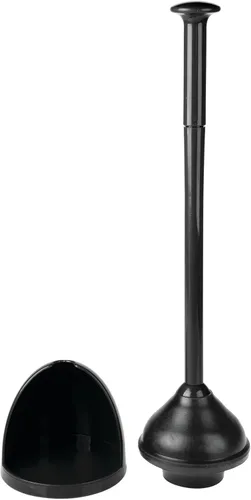 Vista 4 de mDesign Juego de émbolo de inodoro de plástico independiente con soporte, émbolo para almacenamiento y organización de limpieza, resistente, ahorro