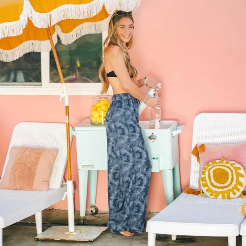 Vista 7 de Lotus and Luna Pantalones de pierna ancha con cordón para mujer, pantalones tailandeses para playa y descanso, cintura alta, pantalones bohemios