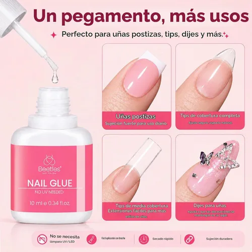 Vista 3 de Beetles - Pegamento de uñas a presión de secado rápido, 0.3 fl oz