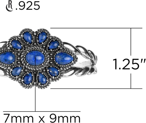 Vista 4 de American West Sterling - Pulsera de piedras preciosas a elegir, tallas S, M o L