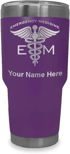Vista 9 de LaserGram Vaso aislado al vacío de 20 onzas, medicina de emergencia, grabado personalizado incluido (gris) Engraved Gift for Doctors, Vacuum