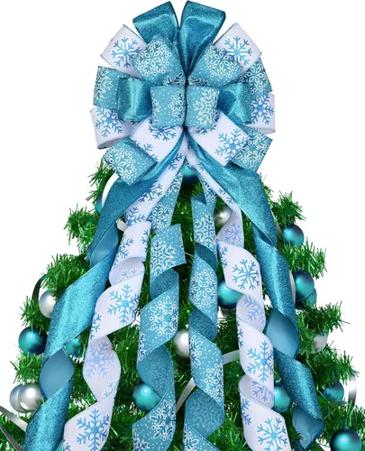 Vista 9 de Adorno para árbol de Navidad a cuadros, lazo grande de 48 x 13 pulgadas, lazos decorativos de búfalo en blanco y negro para la decoración de Navidad
