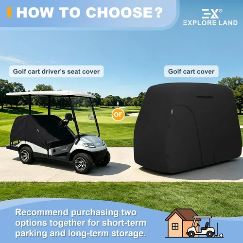 Vista 8 de Explore Land Funda impermeable para carrito de golf universal, compatible con la mayoría de marcas, para 2/4/6 pasajeros Fits for EZGO/Club