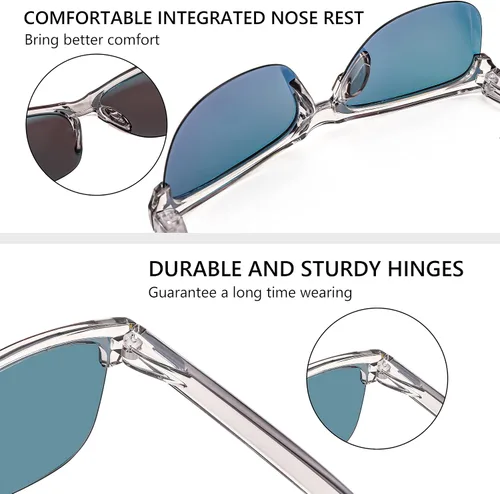 Vista 6 de FEISEDY Gafas de sol polarizadas para hombres y mujeres, montura clásica sin montura para conducción, pesca, protección UV, B9105