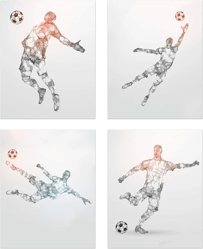 Vista 9 de Summit Designs Impresiones artísticas de fútbol para pared, juego de 4 pósteres de fútbol sin marco (8 x 10), decoración de habitación para hombres