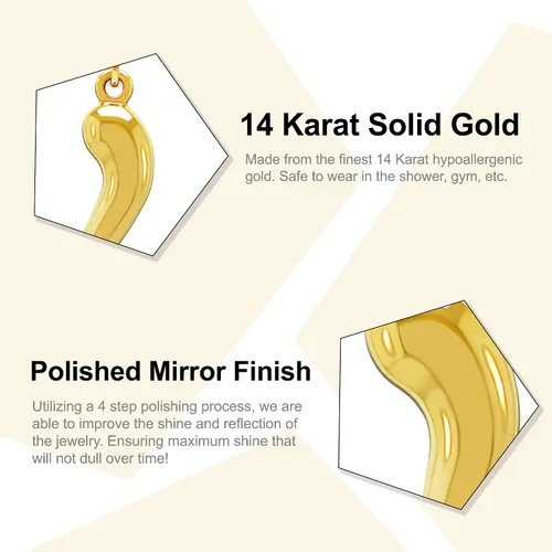 Vista 2 de CA CHARMAMERICA Gold Italian Horn Charm - 1410 Karat Solid Gold - Dangle Charm - Cornicello Charm Pendant