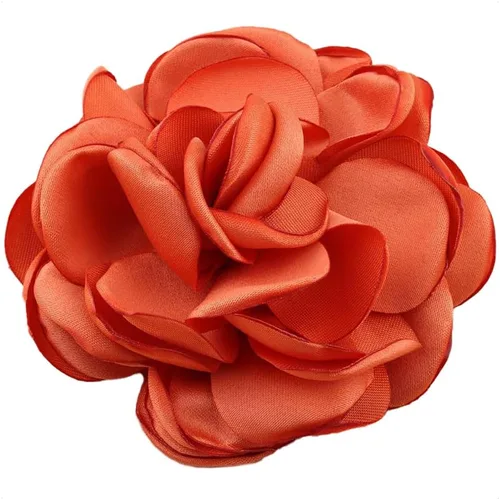 Vista 6 de Huralona 10 flores de cinta de satén para manualidades, lazo, boda, diciembre, vintage, flores de tela, rosas artificiales para tocado, apliques