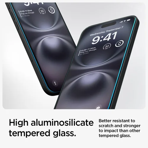 Vista 3 de Spigen Protector de pantalla de vidrio templado [GlasTR EZ FIT] diseñado para iPhone 16 / iPhone 15 (paquete de 2)