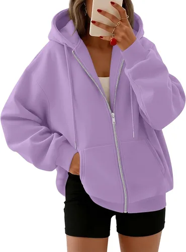 Vista 30 de Trendy Queen - Sudaderas con capucha y cremallera para mujer, sudaderas de gran tamaño, trajes de moda de otoño, chaquetas informales, ropa