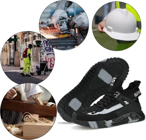 Vista 7 de WOWSTICK Zapatillas de deporte ligeras del dedo del pie de la seguridad del trabajo, zapatos ligeros respirables durables
