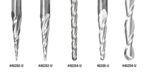 Vista 2 de Amana Tool - 46280-U CNC 2D y 3D talla 6.2 grados punta de bola de ángulo cónico x 1/32 de diámetro x 1/6