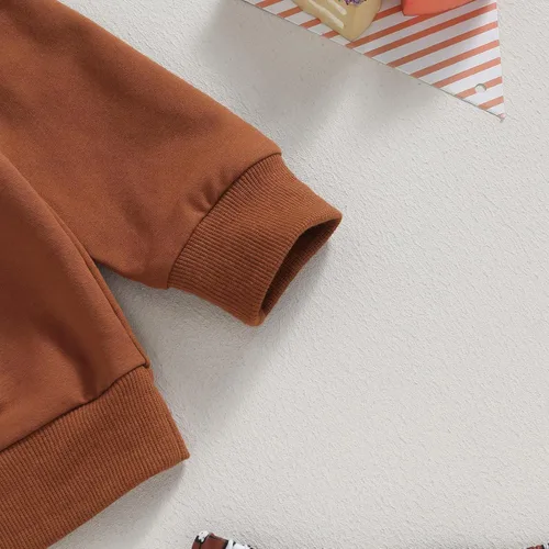 Vista 5 de BemeyourBBs Conjunto de sudadera de manga larga de pavo para niña con pantalones acampanados, ropa de otoño