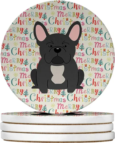Vista 99 de Abyssinian Sand Terrier Merry Christmas - Posavasos grandes de piedra arenisca (4 unidades)
