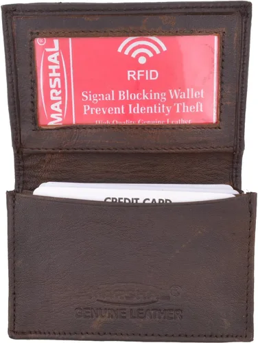 Vista 12 de Marshal Tarjetero de cuero RFID extensible para hombres y mujeres