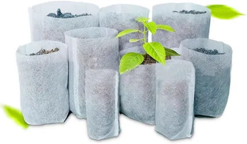 Vista 6 de 100pcs Biodegradable Non-Woven Fabric Seedling Pots - Eco-Friendly Garden Grow Bags for Seed Starting and Transplanting(20x20cm)