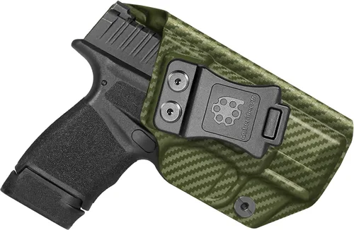 Vista 16 de Funda Kydex IWB fabricada en Estados Unidos para Springfield Hellcat Diseño a prueba de sudor con un protector de sudor completo, inclinación
