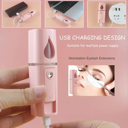 Vista 5 de Nano Facial Mister - Rociador de niebla portátil con espejo, mini spray de niebla fría para cuidado de la piel y cuerpo facial hidratado