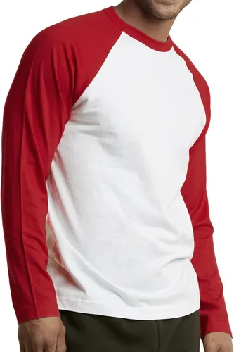 Vista 14 de Camiseta de béisbol raglán para hombre, de algodón, dos tonos, casual, atlética