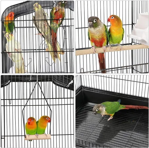 Vista 8 de Yaheetech - Jaula para pájaros con tapa abierta, 64 pulgadas, para periquitos y cacatúas, color negro Detachable Rolling Stand, Easy-clean Slide