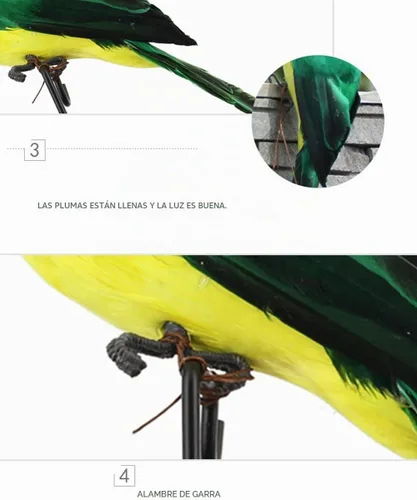 Vista 4 de LWINGFLYER Loro Artificial Verde de Tamaño Real con Plumas de Espuma, Pájaros Guacamayo para Decoración de Disfraces, Ornamento de Hombro