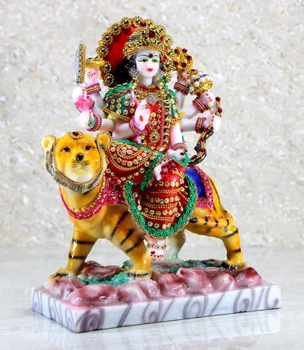Vista 6 de Esplanade Maa Durga MATA Rani Murti - Estatua de ídolo para mandir del hogar, resina, 10 pulgadas, multicolor