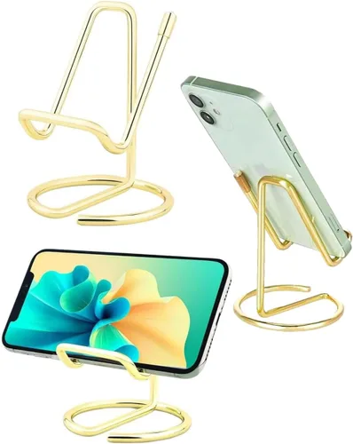 Vista 8 de Soporte de teléfono celular para escritorio, soporte de metal pequeño para teléfono celular, soporte para pantalla de teléfono celular, base