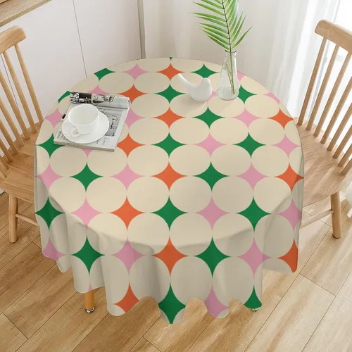 Vista 49 de Mantel retro moderno de mediados de siglo, diseño de colores retro de los años 50, resistente al agua, mantel lavable para cocina, comedor, fiesta