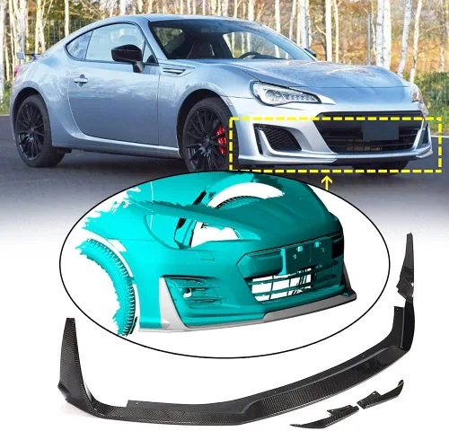 Vista 8 de Borde de parachoques delantero de fibra de carbono para Subaru BRZ Coupé de 2 puertas 2019-2021 Protector divisor de alerón de barbilla de salida