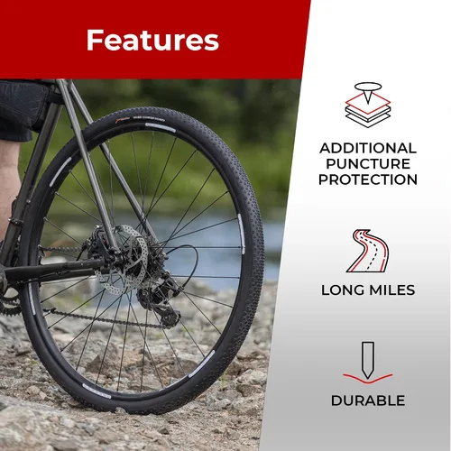 Vista 7 de Fincci Pair 700x38c Bike Tire - Gravel Foldable Kevlar 40-622 Puncture Resistant Bike Tires 1 mm Nylon - Grooved 700c Bike Tire - 28 inch Tyre for