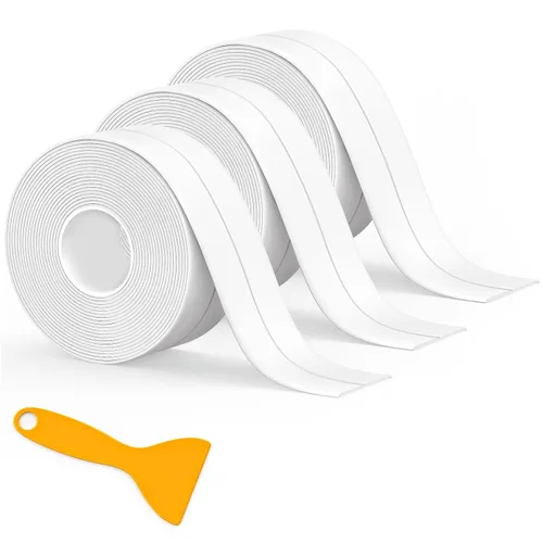 Vista 9 de Cinta de calafateo impermeable autoadhesiva, 2 rollos de cinta de sellado para inodoro, cinta de sellado para tina para cocina, baño, encimera