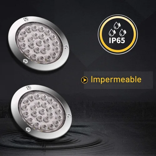 Vista 6 de NEW SUN Luces traseras redondas para remolque de 4 pulgadas, 24 LED de alta potencia de 12V con ojales y enchufe incluidos, compatible con Jeep 6