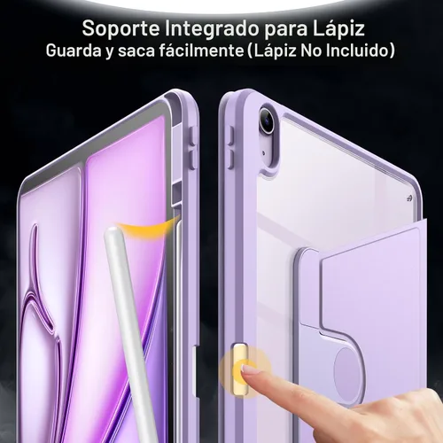 Vista 5 de JETech Funda giratoria de 360° para iPad Air de 13" M4/M3/M2, color morado Púrpura