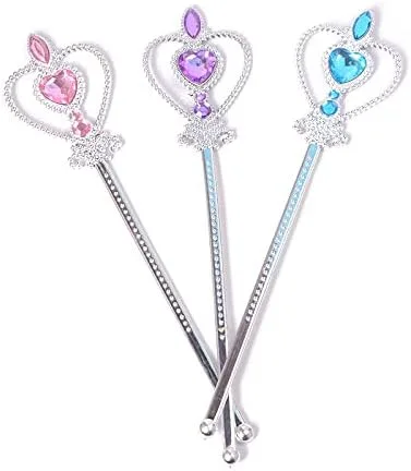 Vista 3 de Kuzhi Juego de tiara y varita de princesa Elsa Crown - Joya de corazón plateado, L