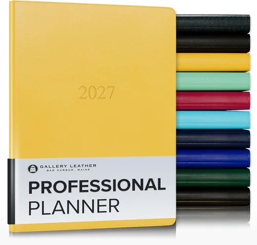 Vista 20 de Gallery Leather Professional Weekly Monthly Planner 2027, Elegantly Bound Calendar Planner and Notebook with Stylish Gold-Gilded Page Edges, 12