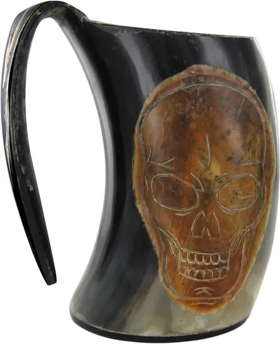 Vista 9 de Armory Replicas Cuerno para beber celta Handfasting - Cuerno natural hecho a mano de 12 a 16 onzas con diseño de cruz quemada