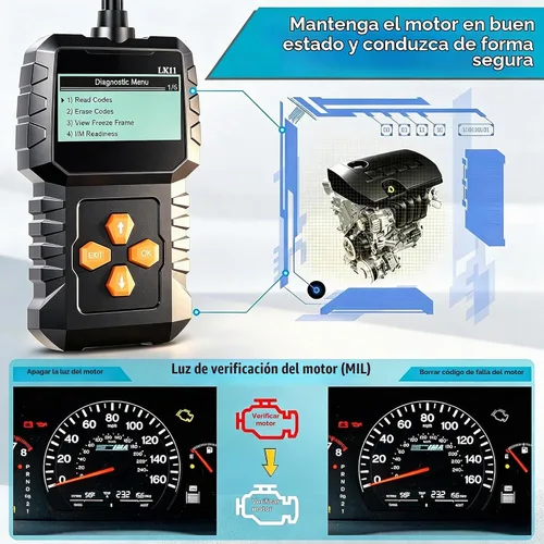 Vista 2 de Escáner OBD2 de Configuración Fácil Plug-Play: Lector de Códigos Profesional para Borrar y Restablecer Códigos de Error del Motor, Herramientas